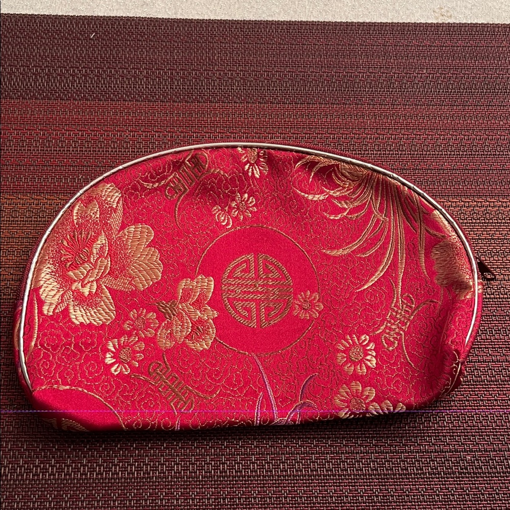 Elegant Red Floral Women's make up bag